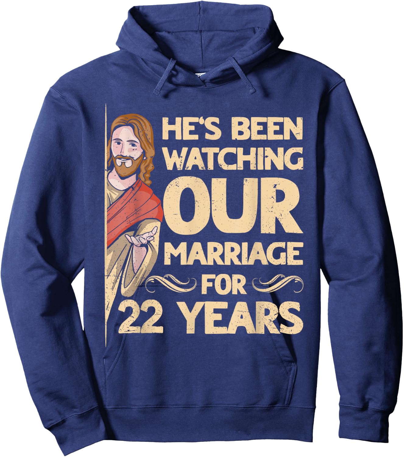 22nd Wedding Anniversary Jesus Christian Husband Wife Hoodie - Hoodie | Navy
