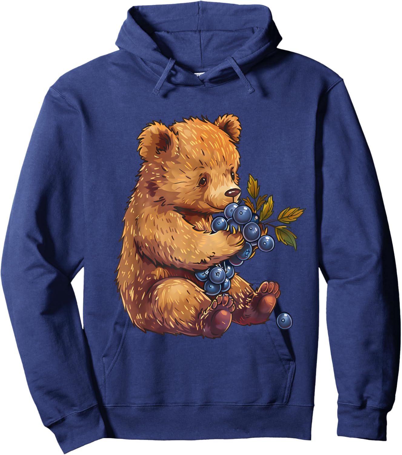 Blueberry Bear Wildlife Berry Fruit Artwork Cute Bear Motif Hoodie - Hoodie | Navy