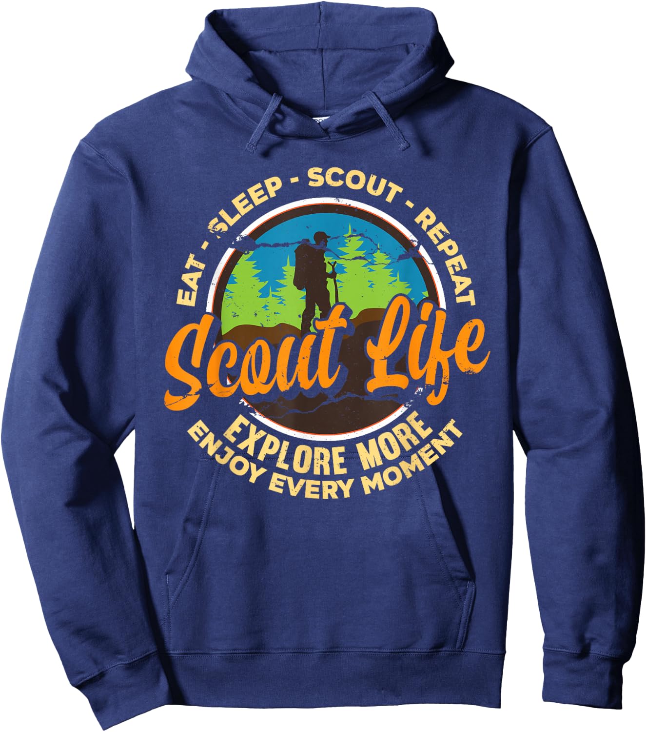 Eat Sleep Scout Repeat - Best Scout Life Hiking Scouting Hoodie - Hoodie | Navy