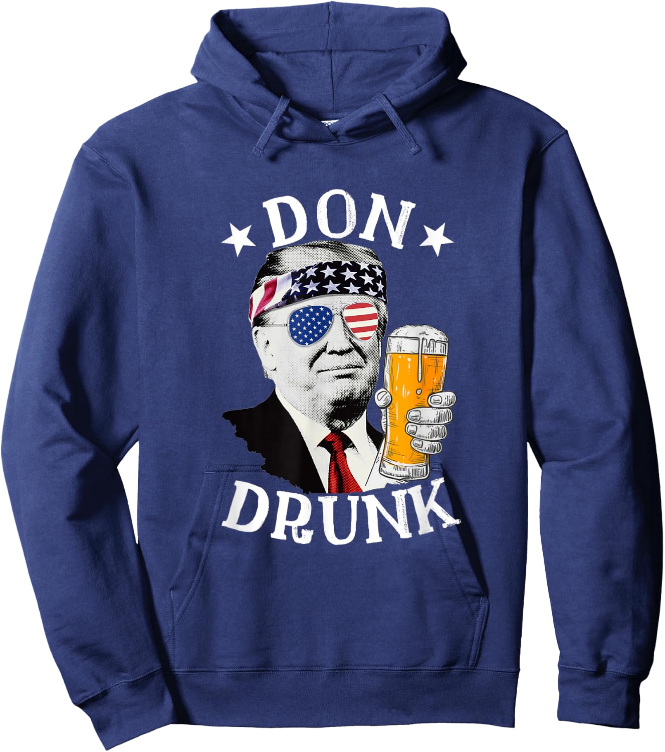 Don Drunk President Donald Trump Drinking Beer 4th Of July Men Hoodie - Hoodie | Navy