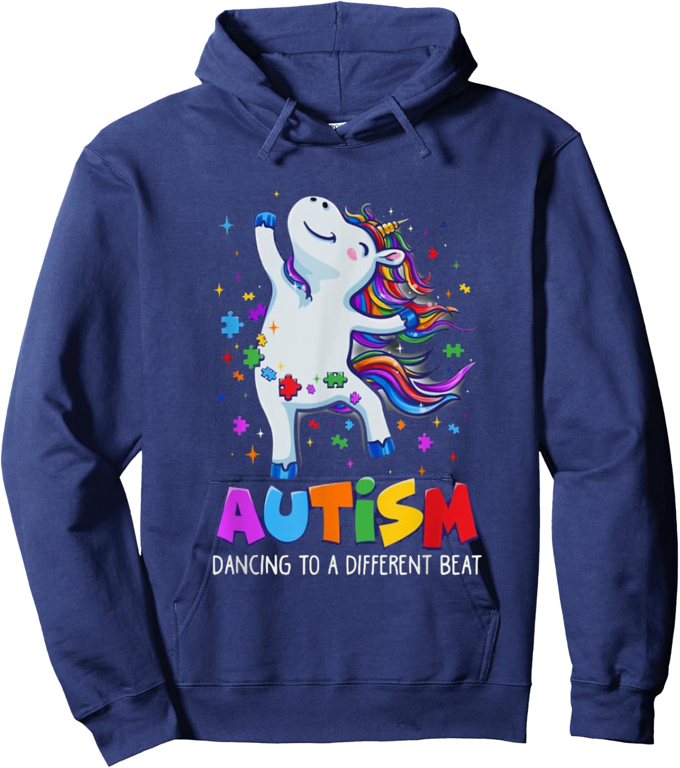 Autism awareness Dabbing unicorn puzzle piece kids t shirt Hoodie - Hoodie | Navy