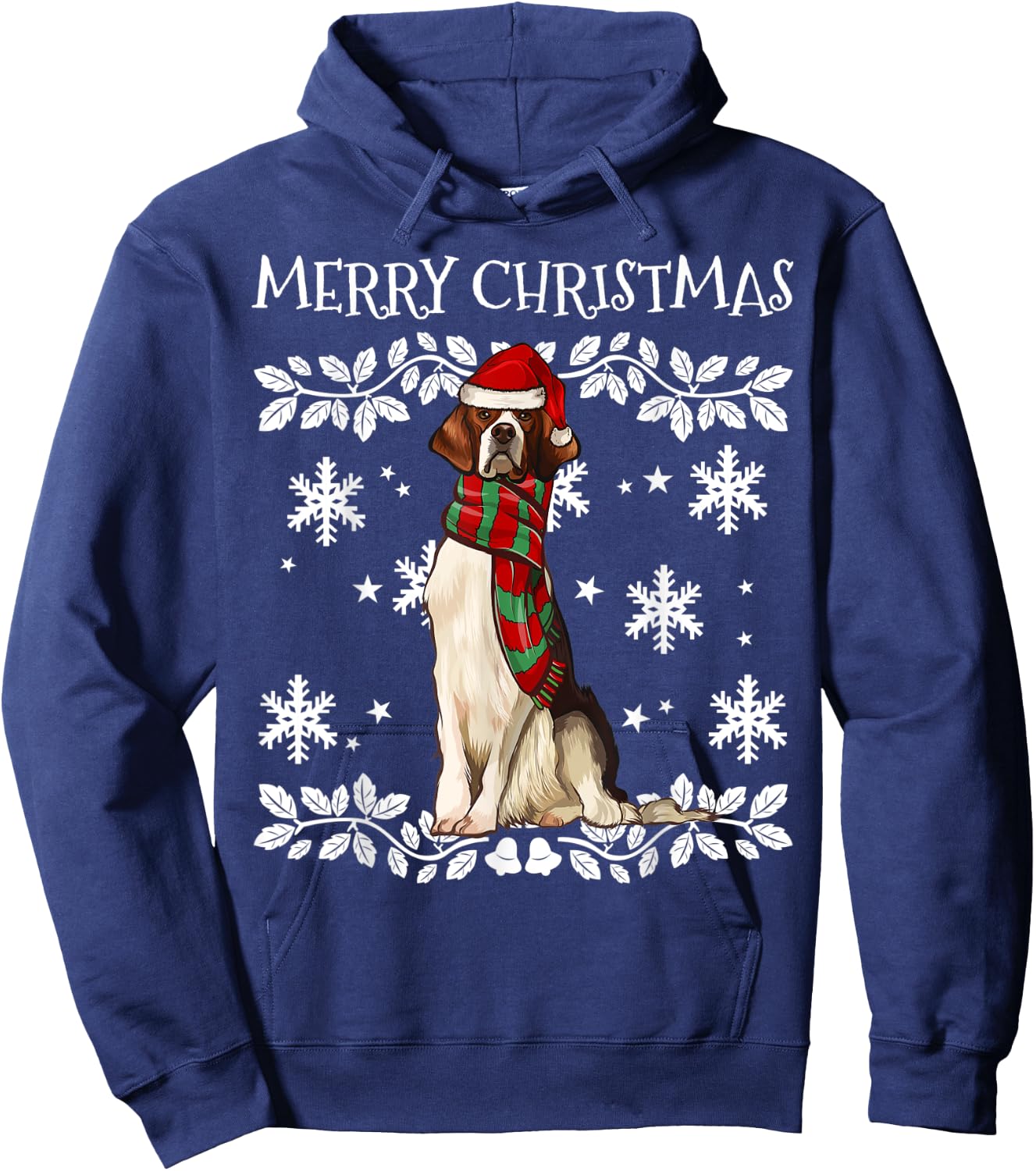 Merry Christmas Ornament Irish Red White Setter Xmas Santa Hoodie - Hoodie | Navy