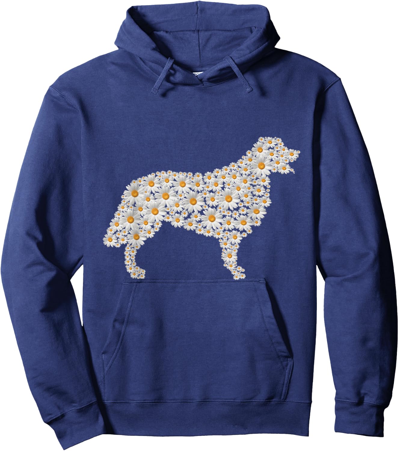 Golden Retriever Dog Print of White Daisy Flowers Women Hoodie - Hoodie | Navy