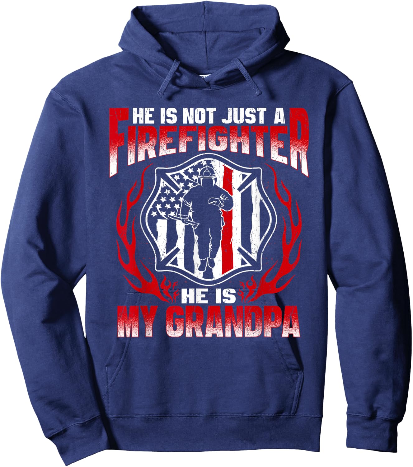 My Grandpa Is A Firefighter Hero Proud Fire Grandchild Gift Hoodie - Hoodie | Navy