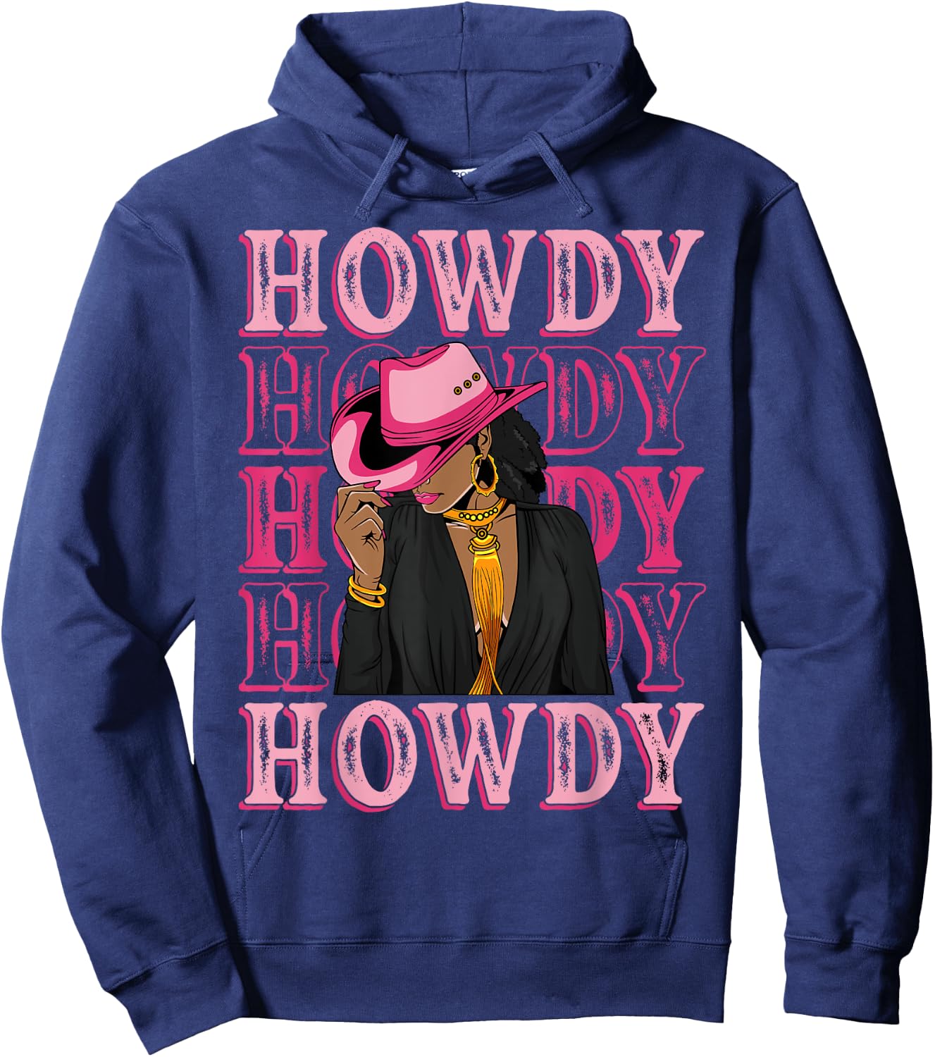 Howdy Retro Western Black Cowgirl African American Women Hoodie - Hoodie | Navy