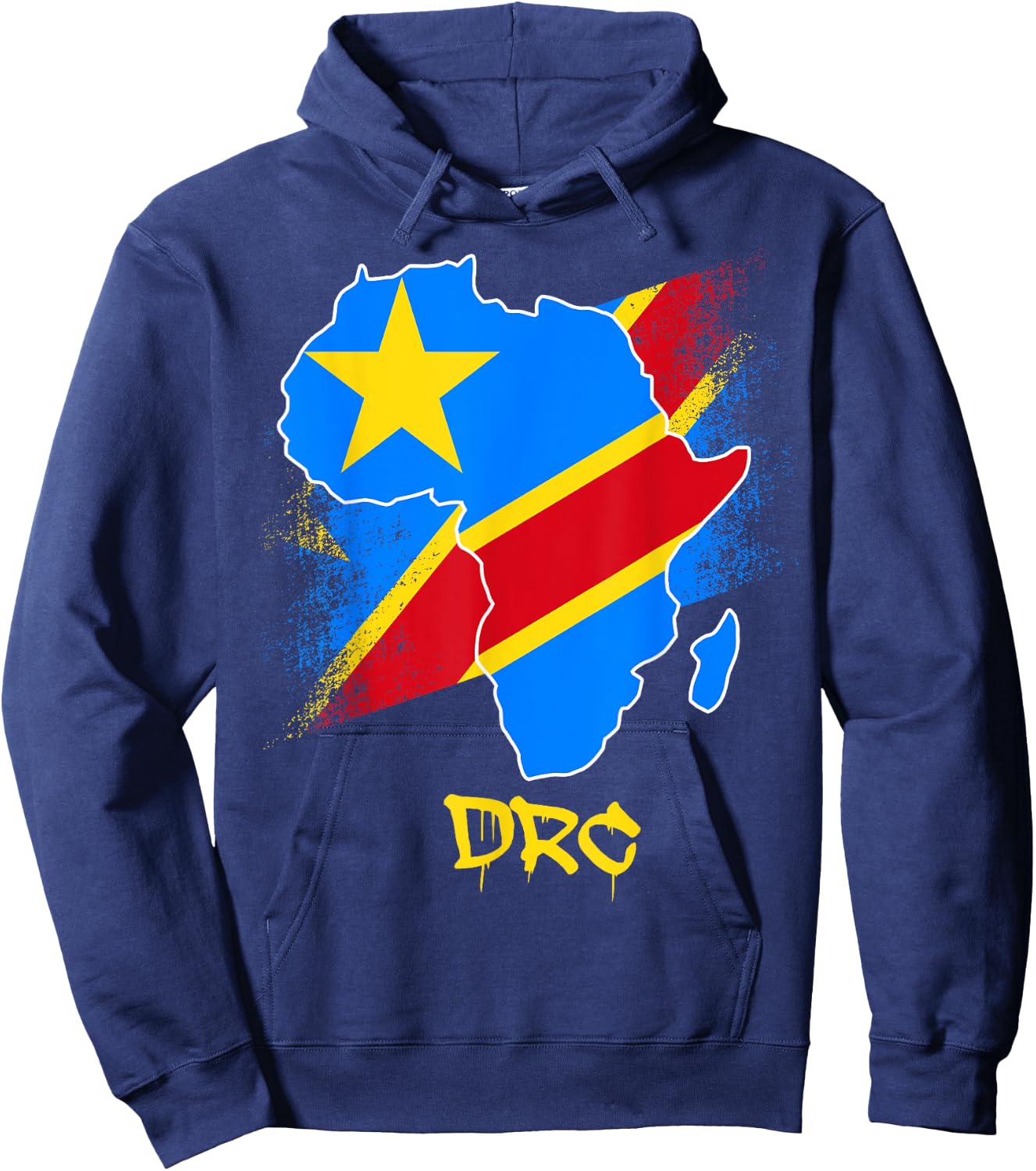 DR Congo flag in Africa Map Love RDC DRC Republic Of Congo Hoodie - Hoodie | Navy