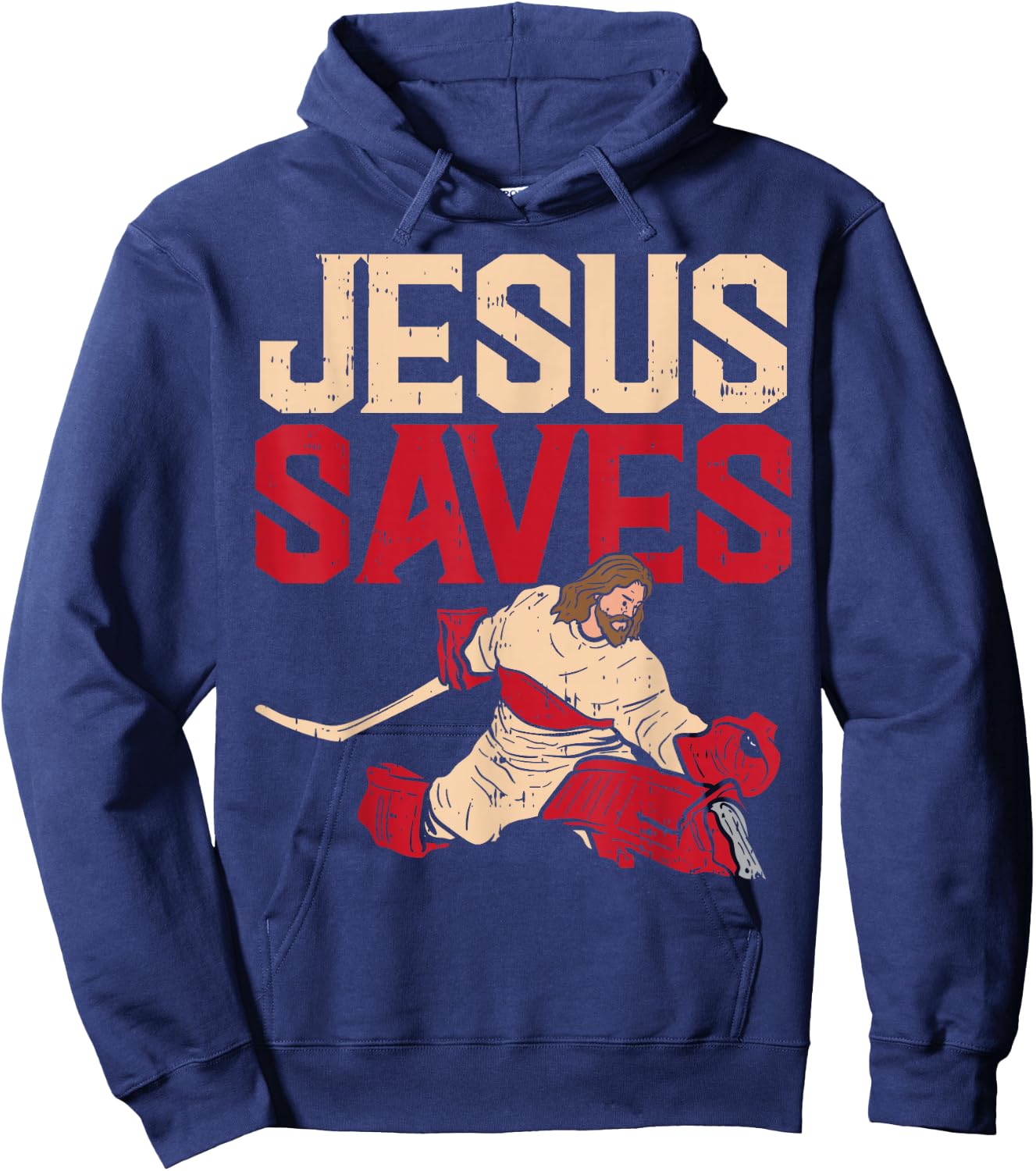 Jesus Saves Ice Hockey Goalie Sport Religious Christian Gift Hoodie - Hoodie | Navy