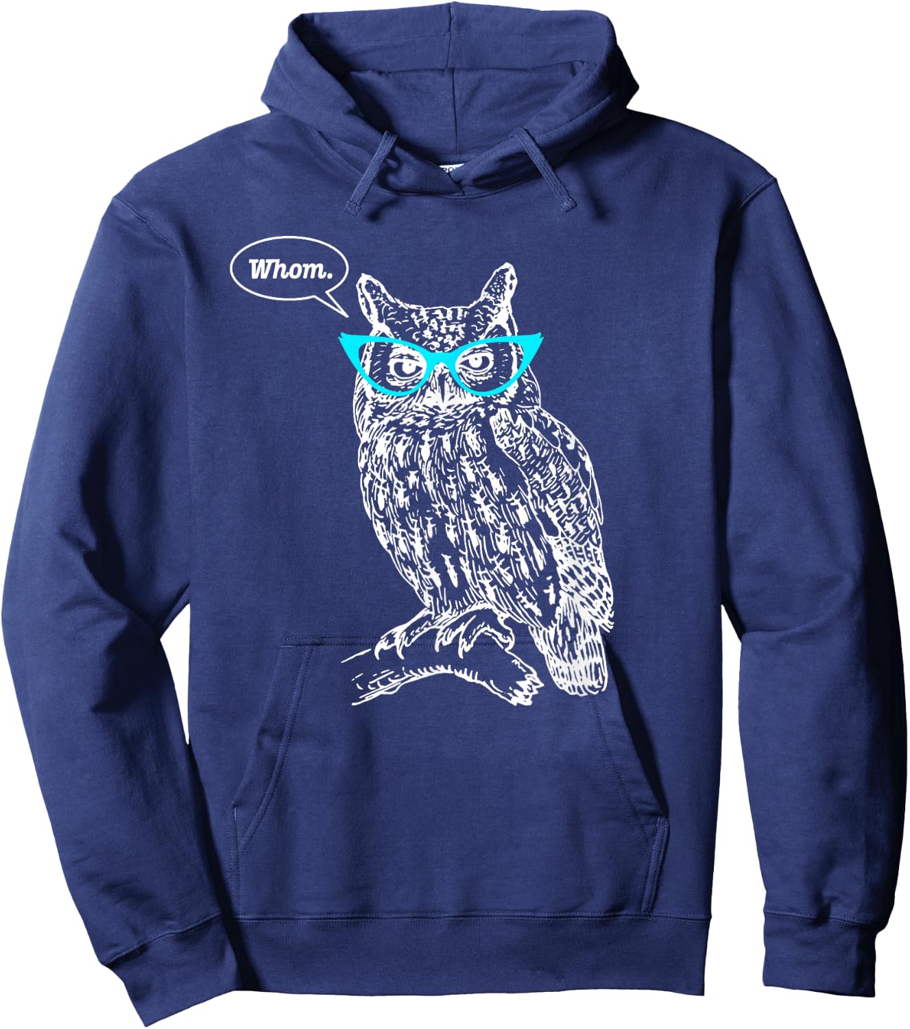 Owl Whom Who Glasses Funny Grammar English Teacher Writers Hoodie - Hoodie | Navy