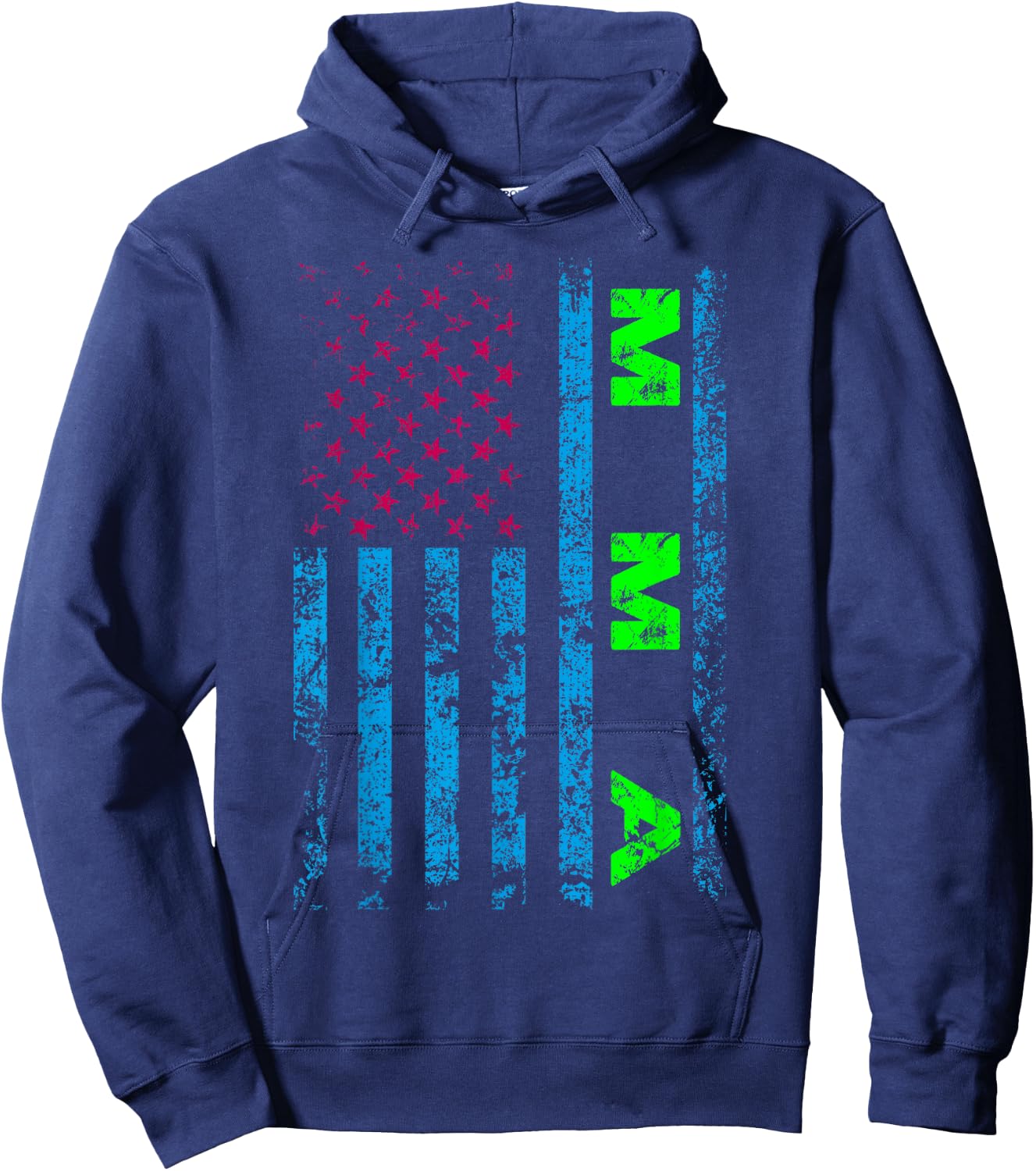 American USA Flag MMA Mixed Martial Arts Fighter Vintage Hoodie - Hoodie | Navy