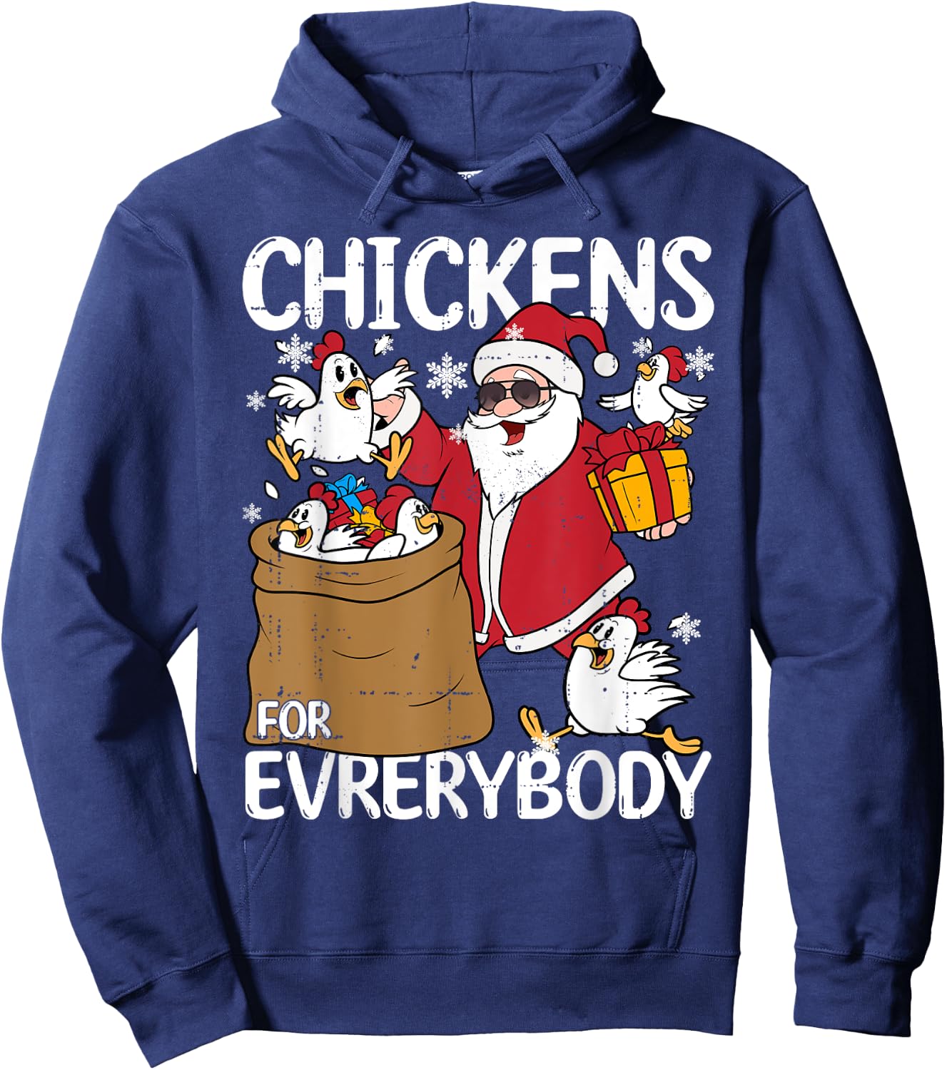 Chickens for Everybody Christmas Chicken Funny Hoodie - Hoodie | Navy