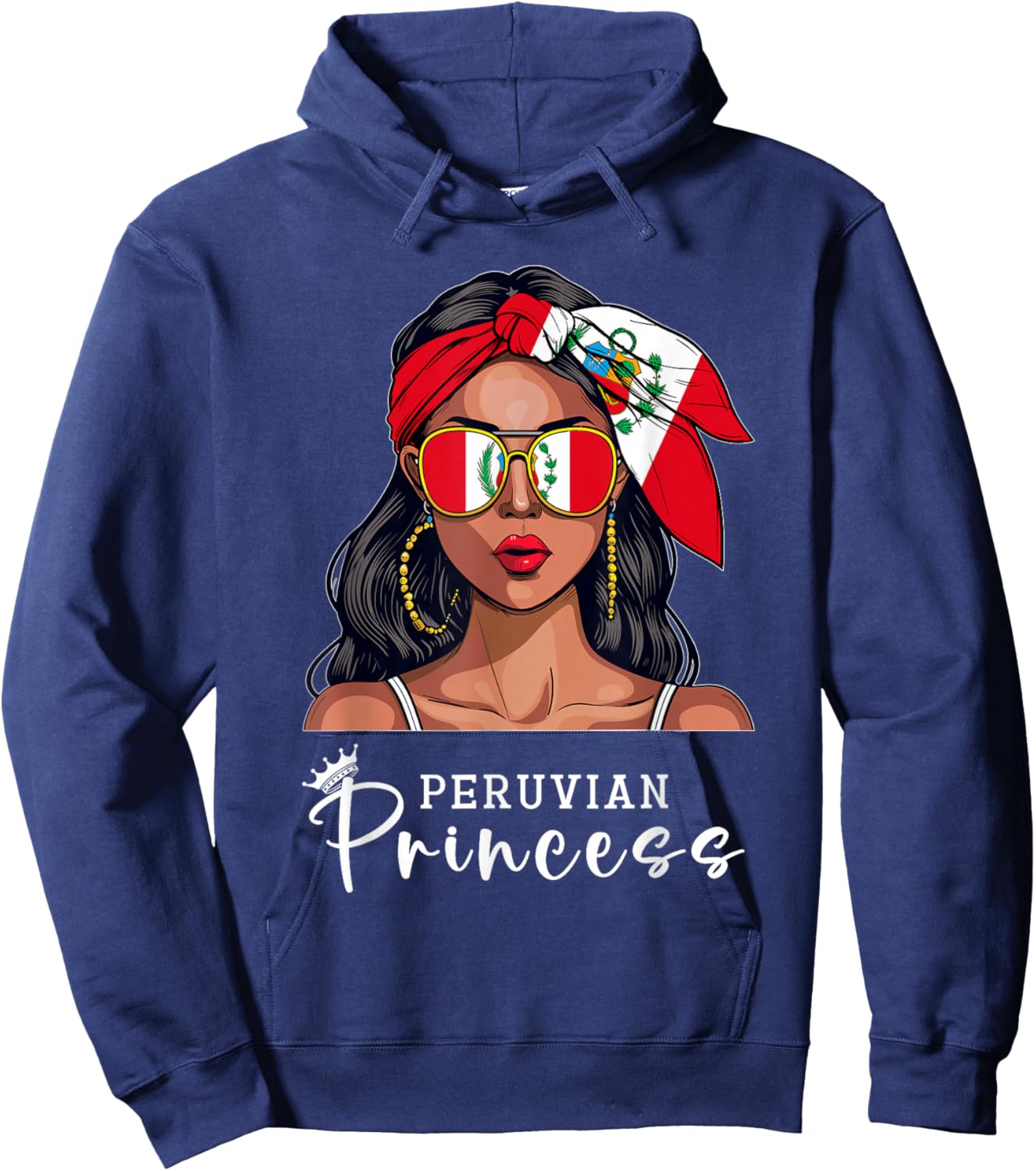 Peruvian Souvenirs Products Woman Flag Princess Peru Hoodie - Hoodie | Navy