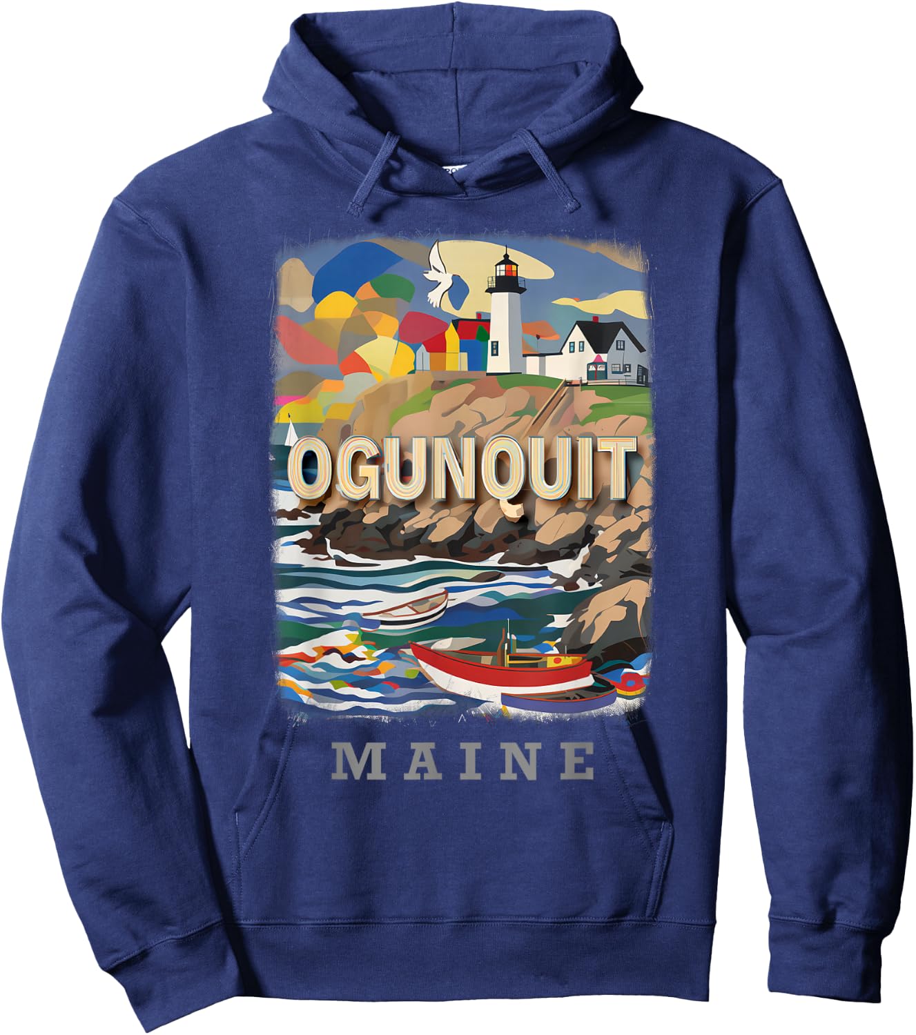 Ogunquit Maine ME Coastal Charm SD499 Hoodie - Hoodie | Navy