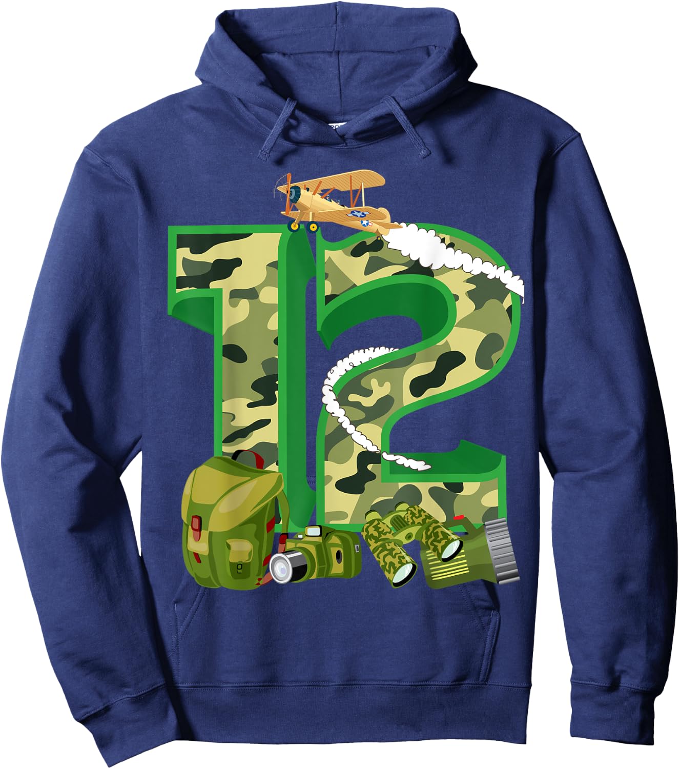 Funny Camouflage 12th Birthday Gift Boys Girls Cool Army Hoodie - Hoodie | Navy