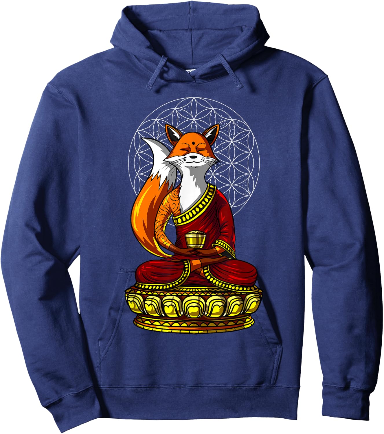 Fox Buddha Zen Yoga Meditation Funny Animal Spiritual Hoodie - Hoodie | Navy