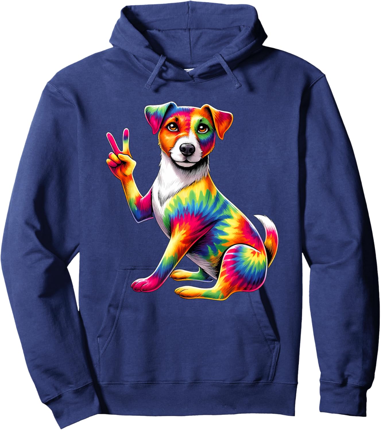 Peace Sign Tie Dye Jack Russell dog Hoodie - Hoodie | Navy