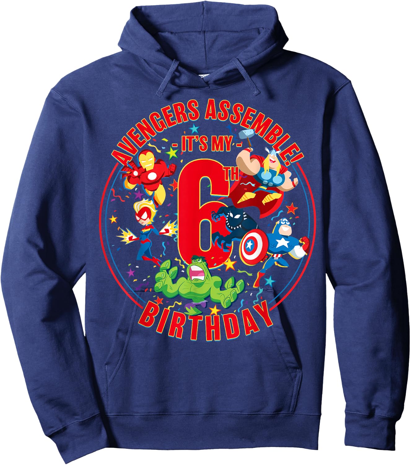 Marvel Avengers Assemble It's My 6th Birthday Small Hoodie - Hoodie | Navy