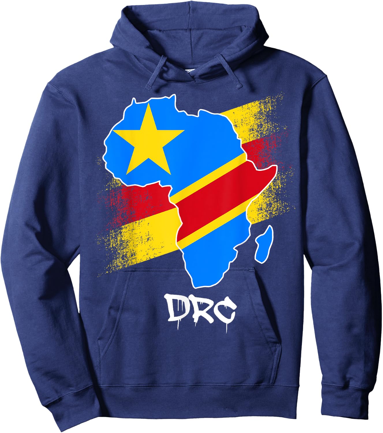 DR Congo flag in Africa Map Love RDC DRC Republic Of Congo Hoodie - Hoodie | Navy