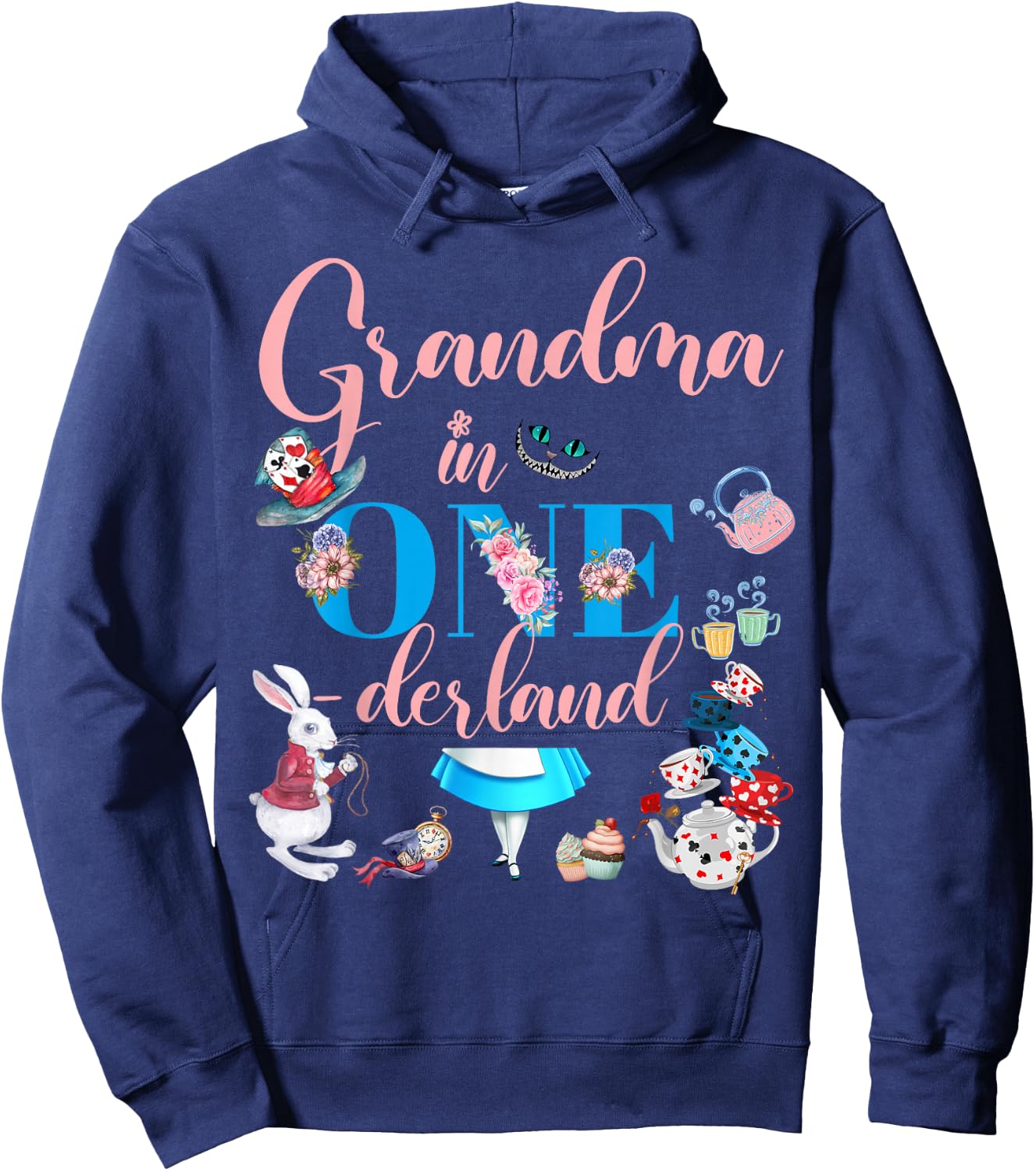 Alice in ONEderland Family Grandma Of The Birthday Girl Hoodie - Hoodie | Navy