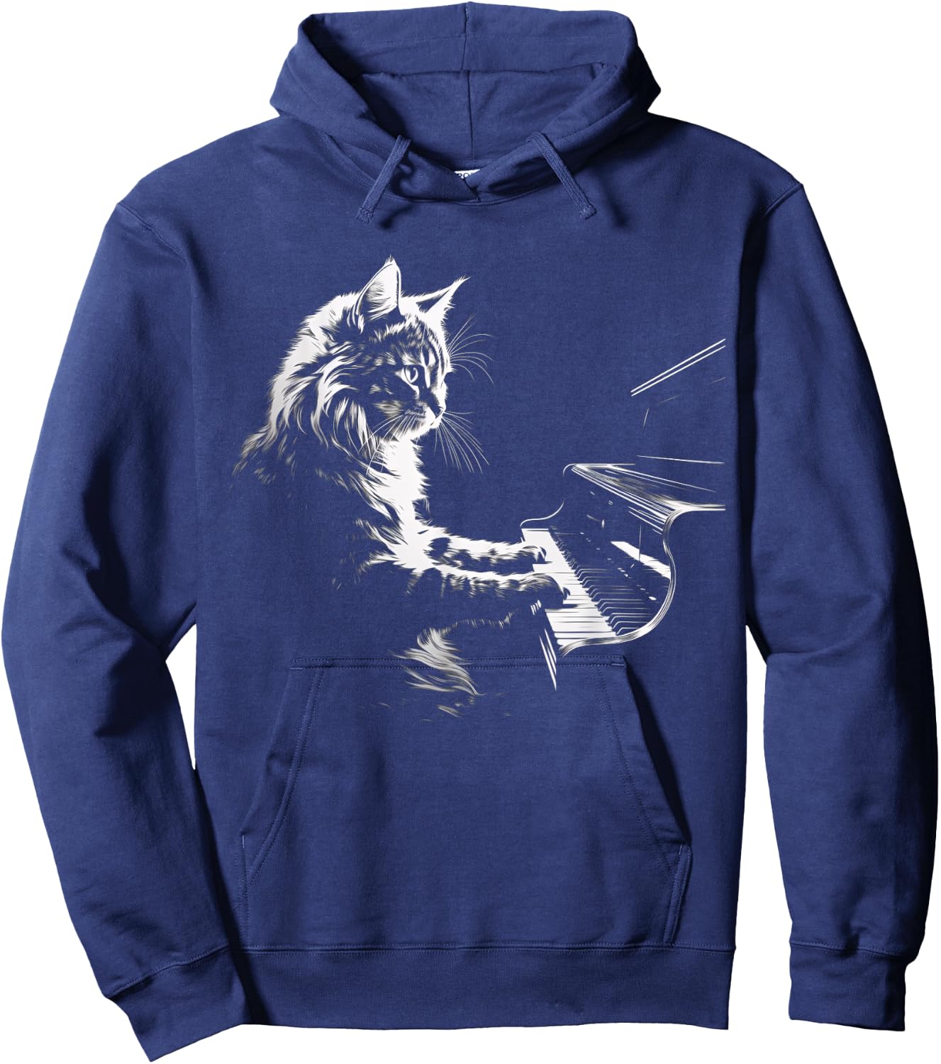 Cat Playing Piano Vintage Jazz Musician Pianist Hoodie - Hoodie | Navy