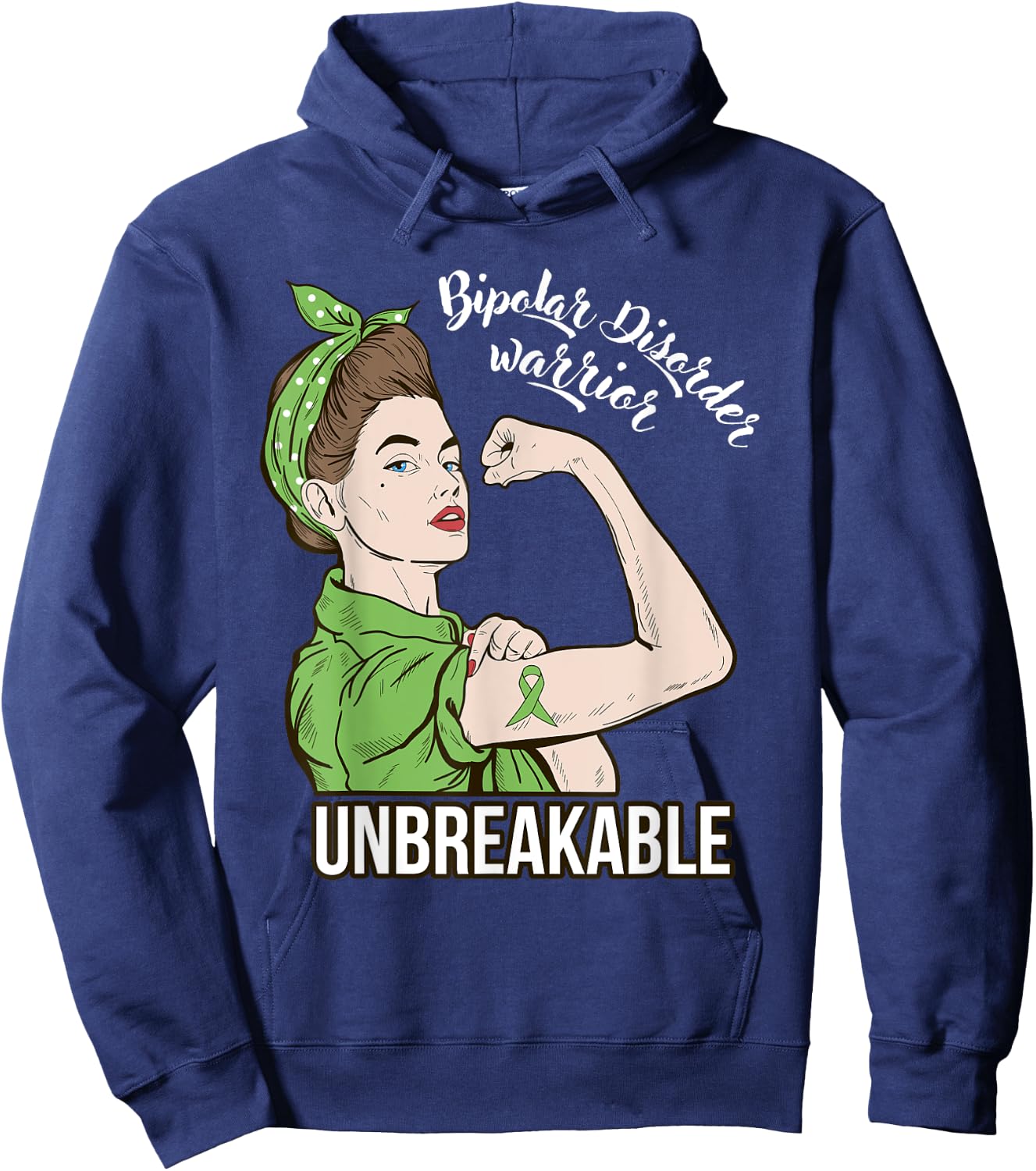 Bipolar Disorder Awareness Warrior Unbreakable Her Support Hoodie - Hoodie | Navy