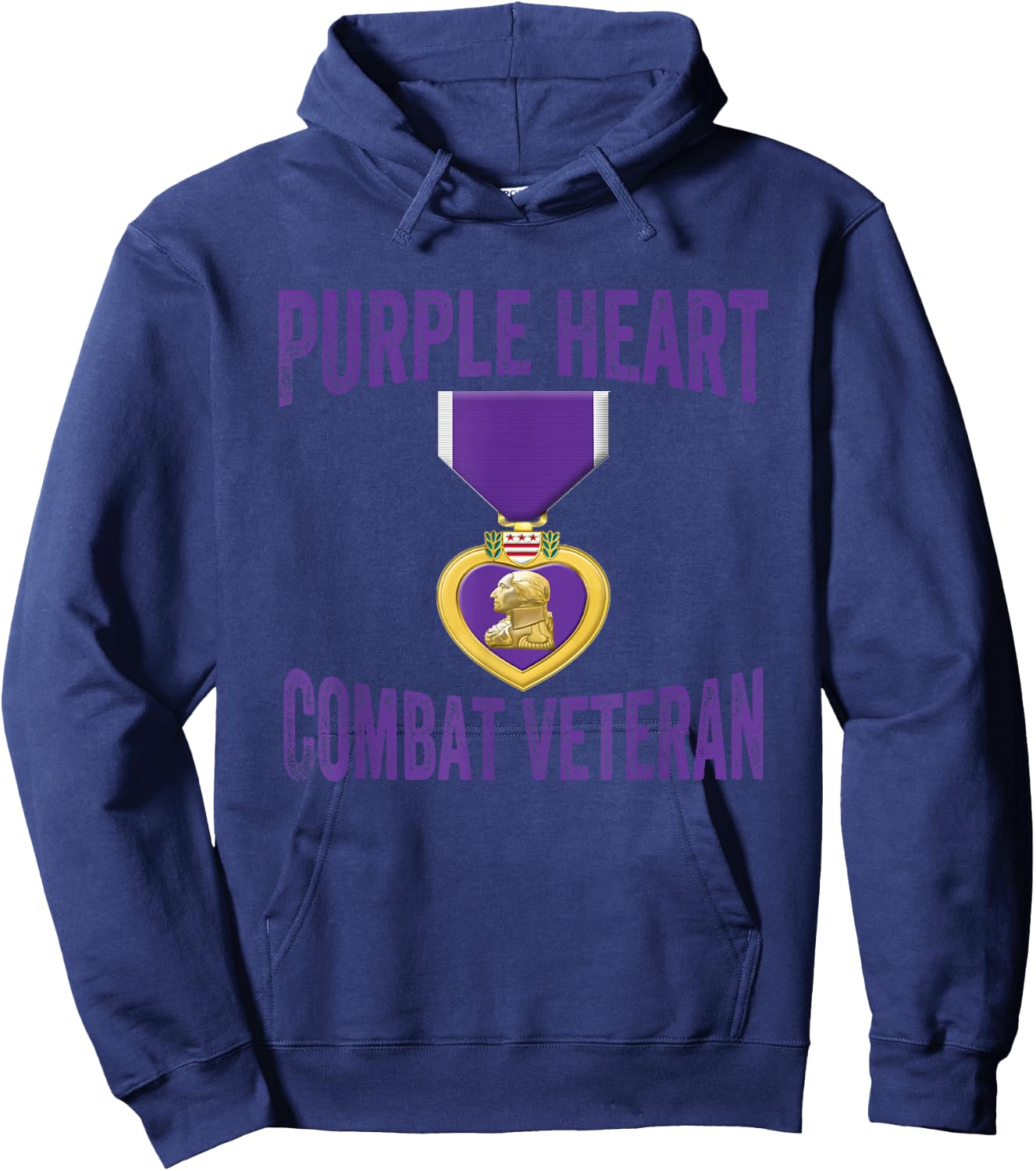 Purple Heart Combat Veteran - purple heart medal Hoodie - Hoodie | Navy