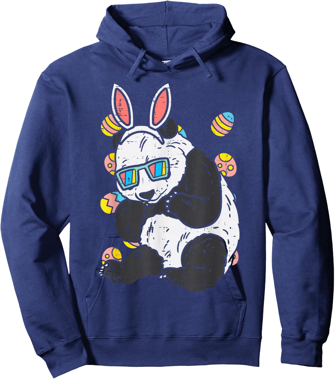 Panda Bunny Ears Glasses Eggs Cute Easter Bear Animal Lover Hoodie - Hoodie | Navy