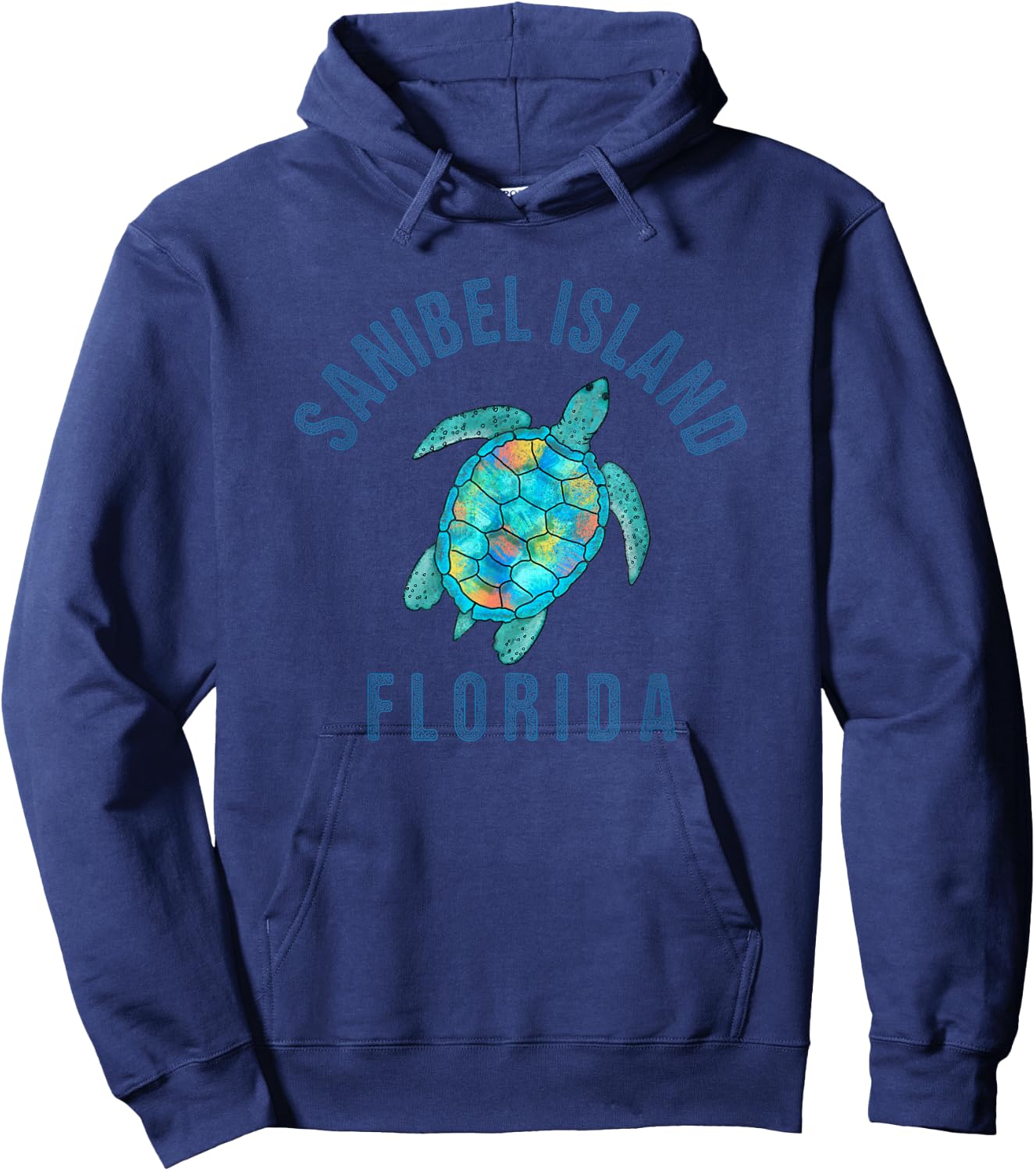 Sanibel Island Beach Design / Sea Turtle Illustration Gift Hoodie - Hoodie | Navy