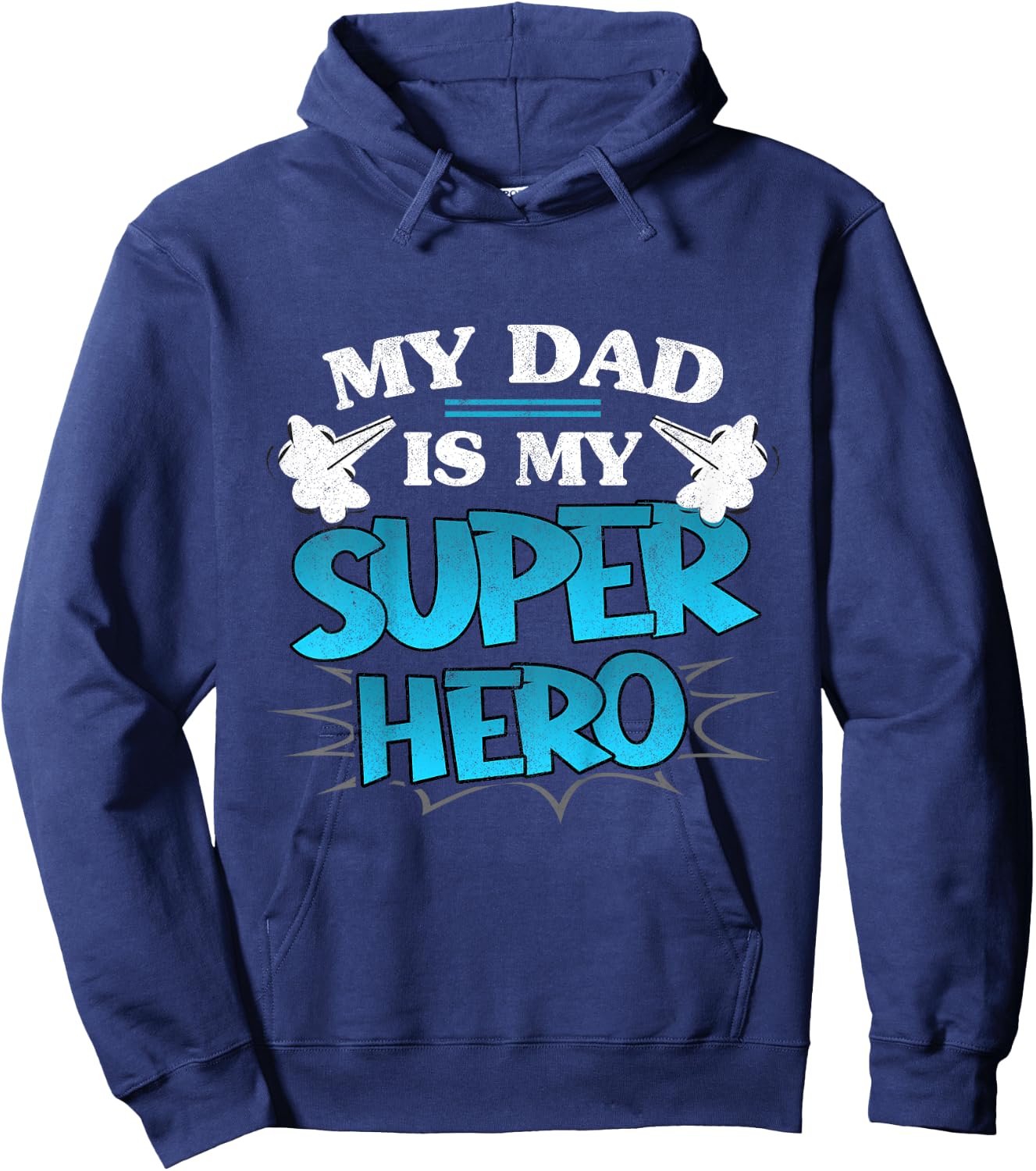 Kids My Dad is My Superhero Daddy Father's Day Hero Toddler Boy Hoodie - Hoodie | Navy