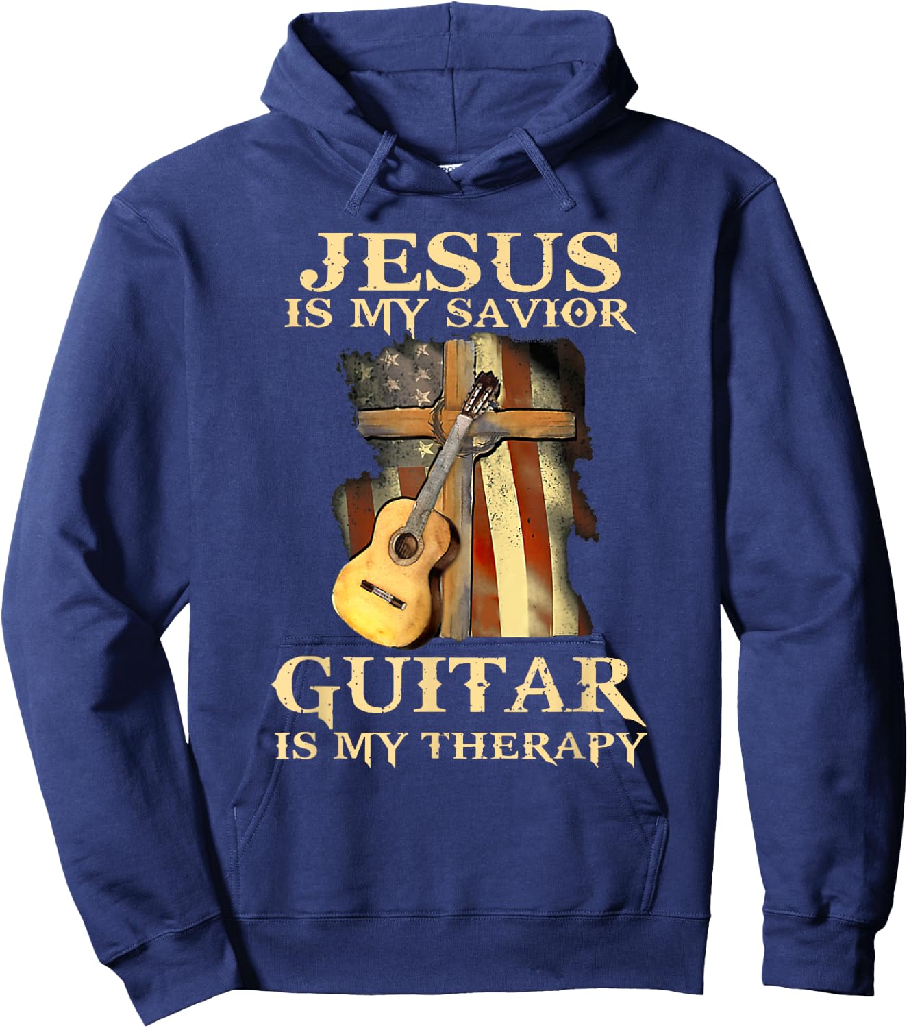 Jesus Is My Savior Guitar Is My Therapy Hoodie - Hoodie | Navy