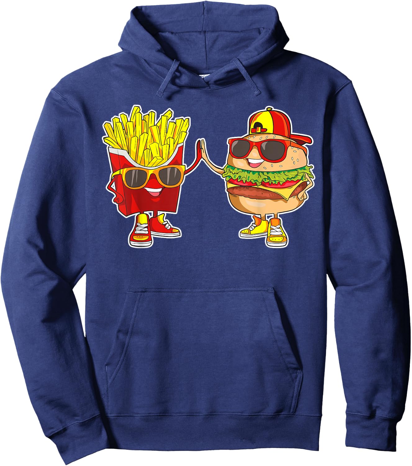 Burger and Fries Trendy Weird BFF Fast Food Who Love Summer Hoodie - Hoodie | Navy