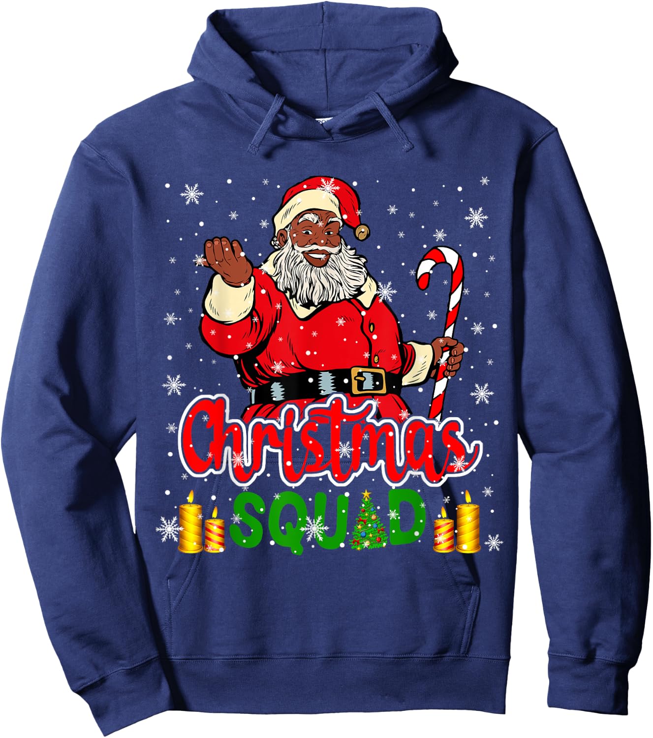 Christmas Squad Santa Afro Man Proud Black African American Hoodie - Hoodie | Navy