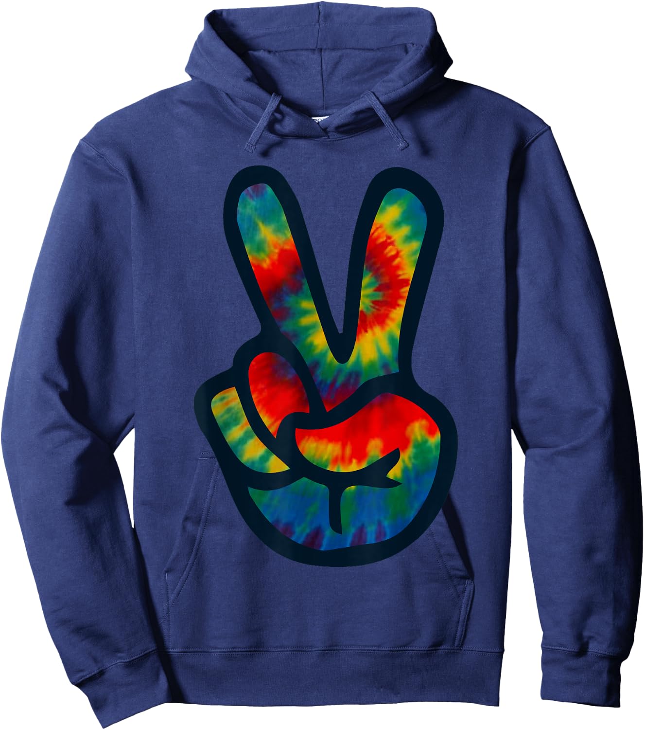 Tie Dye Peace Sign Hand | Hippies V s Hoodie - Hoodie | Navy