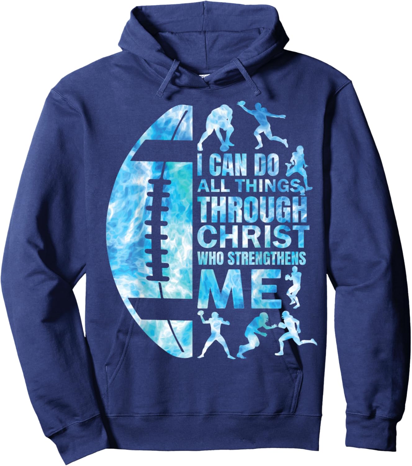 Football-Shirt Christian Women Boys Men Christ Religious Hoodie - Hoodie | Navy