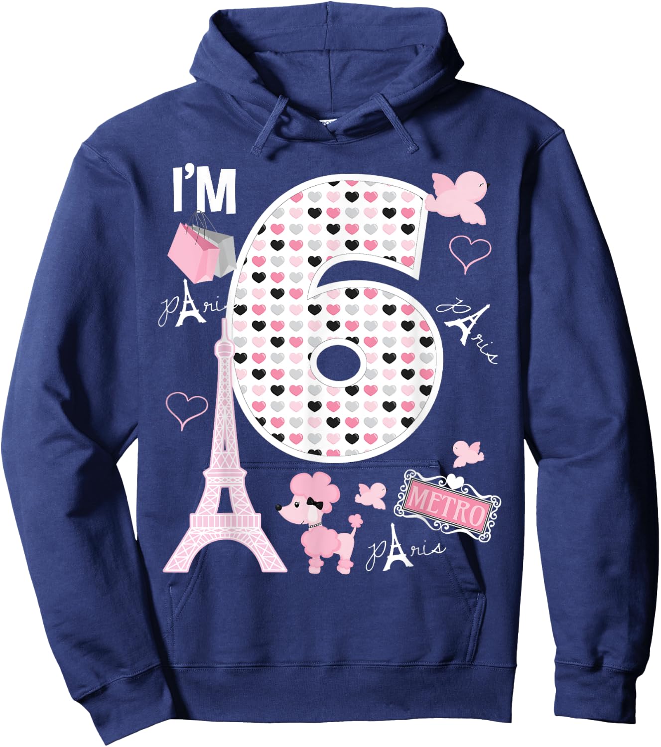 Paris 6th Birthday Girl Paris 6 Year Old Matching Family Hoodie - Hoodie | Navy