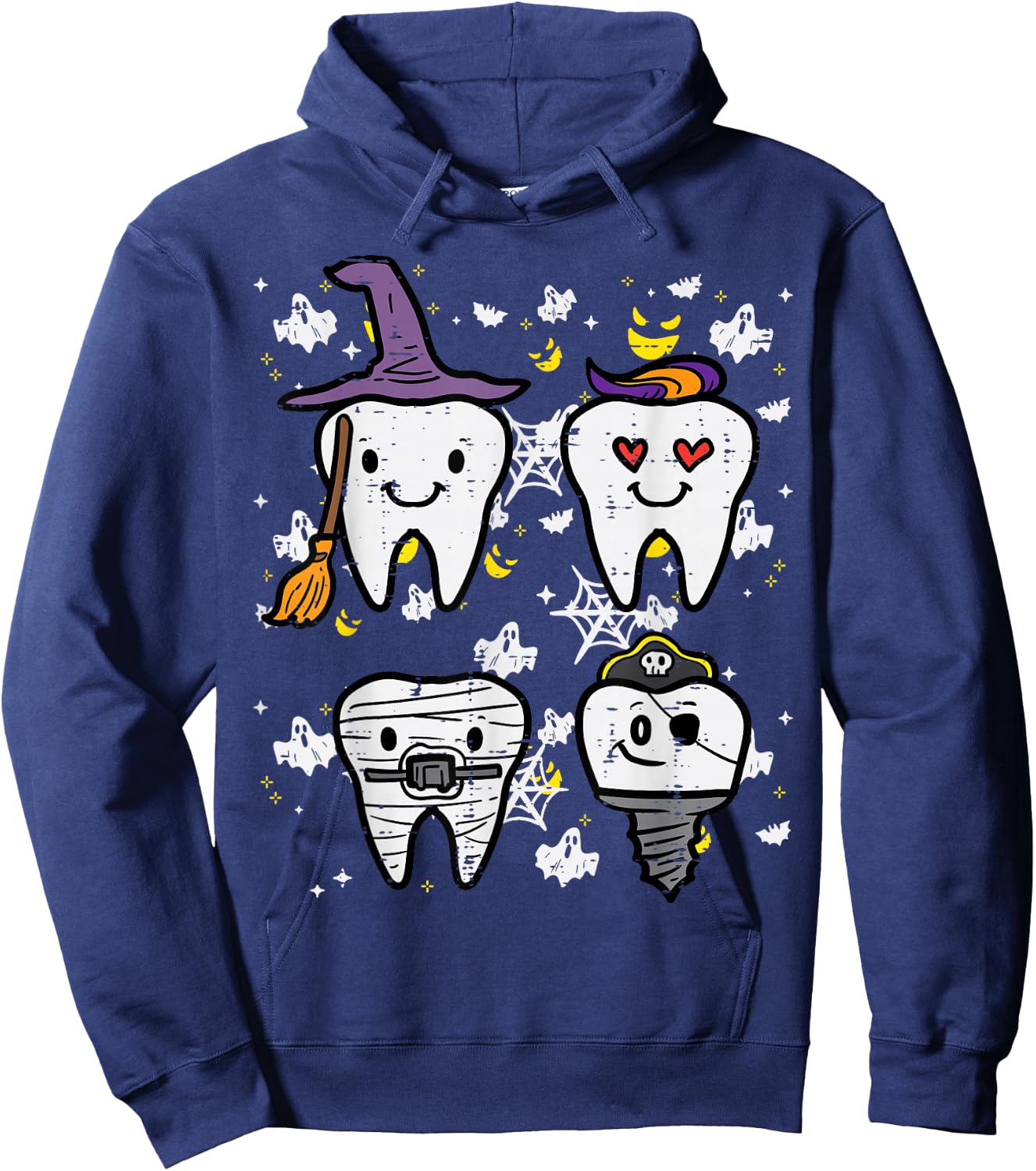 Halloween Dentist Witch Teeth Dental Crew Costume Men Women Hoodie - Hoodie | Navy