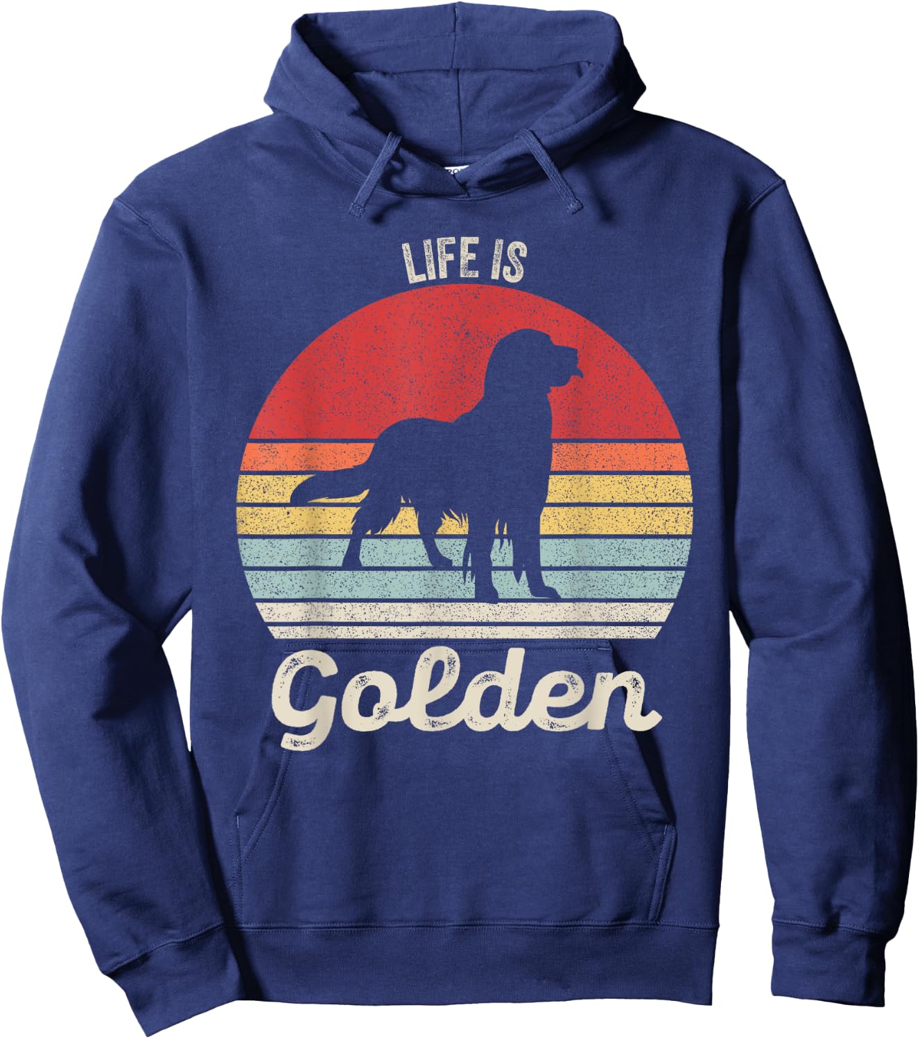 Vintage Retro Life Is Golden Shirt Golden Retriever Dog Women Girls Kids Hoodie - Hoodie | Navy