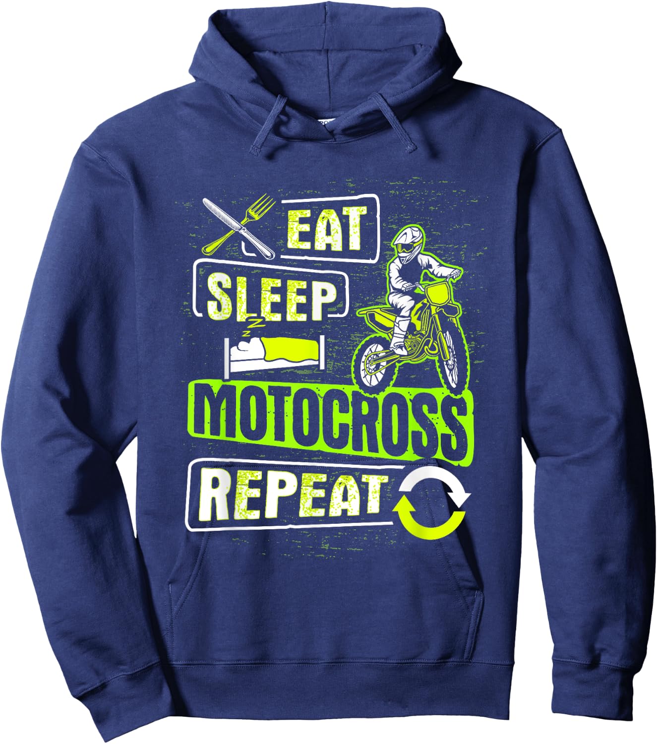 Eat Sleep Motocross Repeat Dirt Bike Motorcycle Biker Gift Hoodie - Hoodie | Navy