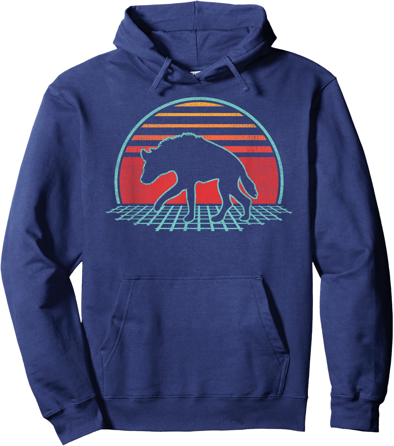Hyena Lover Animal Retro Vintage 80s Style Hoodie - Hoodie | Navy