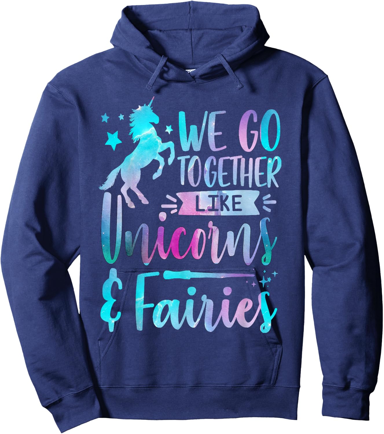 We Go Together Like Unicorns And Fairies Girl Tie Dye Bestie Hoodie - Hoodie | Navy
