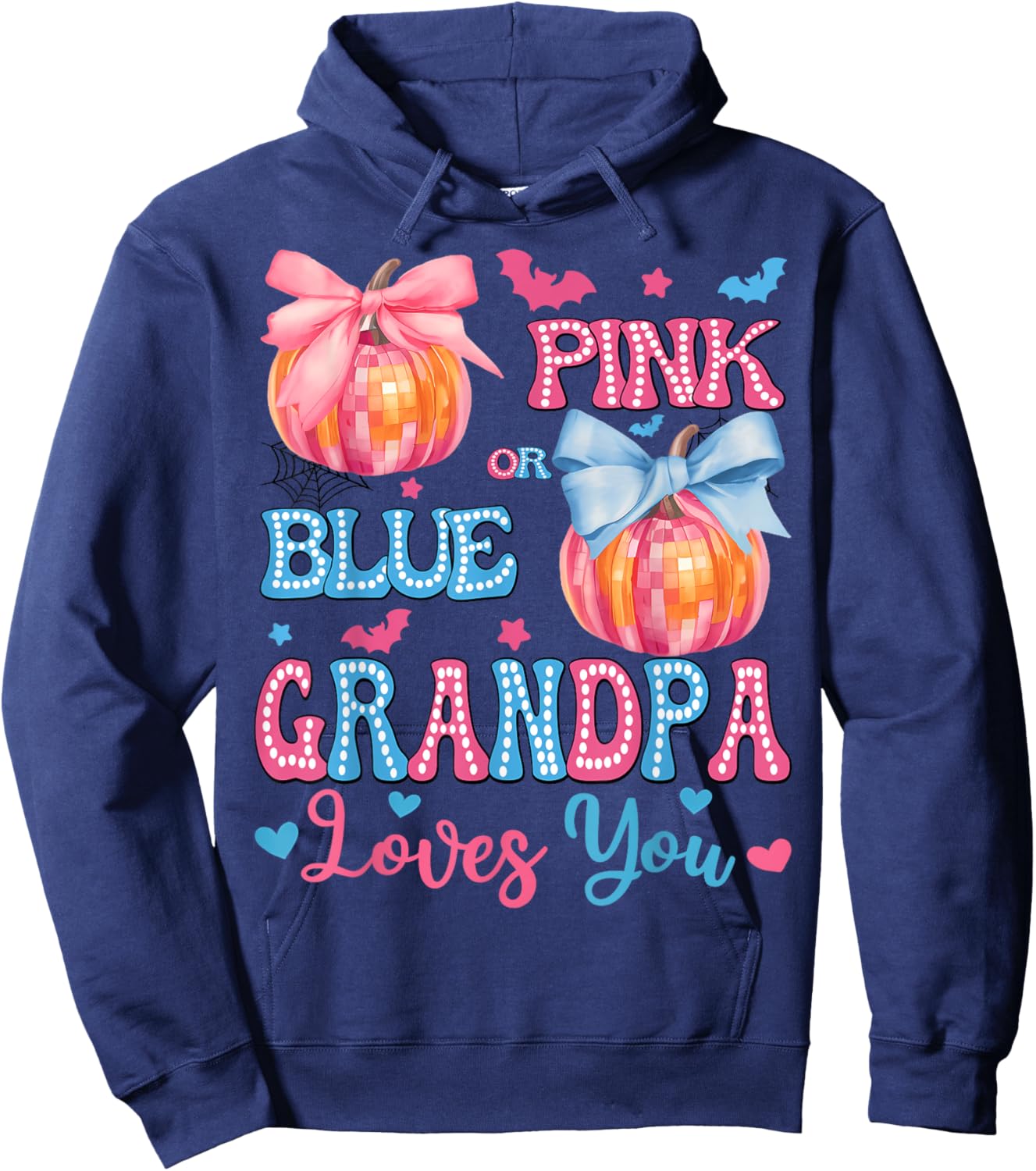 Pink or Blue Grandpa Loves You Gender Reveal Halloween Hoodie - Hoodie | Navy