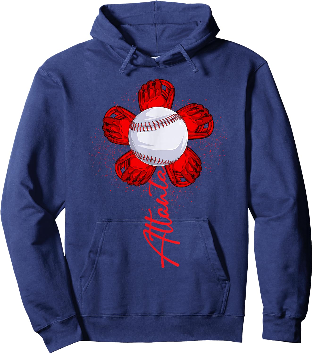 Cute Flower Atlanta Retro Baseball Lover Game Day Hoodie - Hoodie | Navy