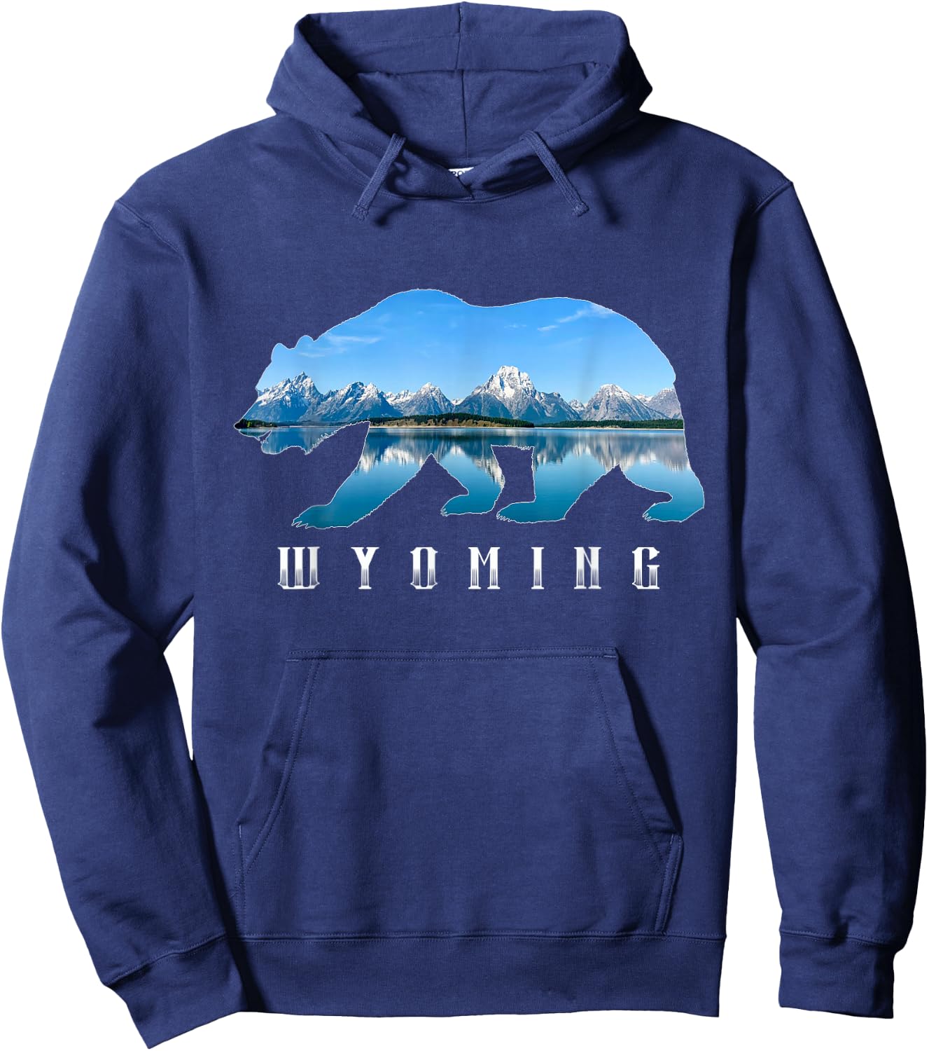 Wyoming Bear & Grand Teton National Park Image Souvenir Hoodie - Hoodie | Navy