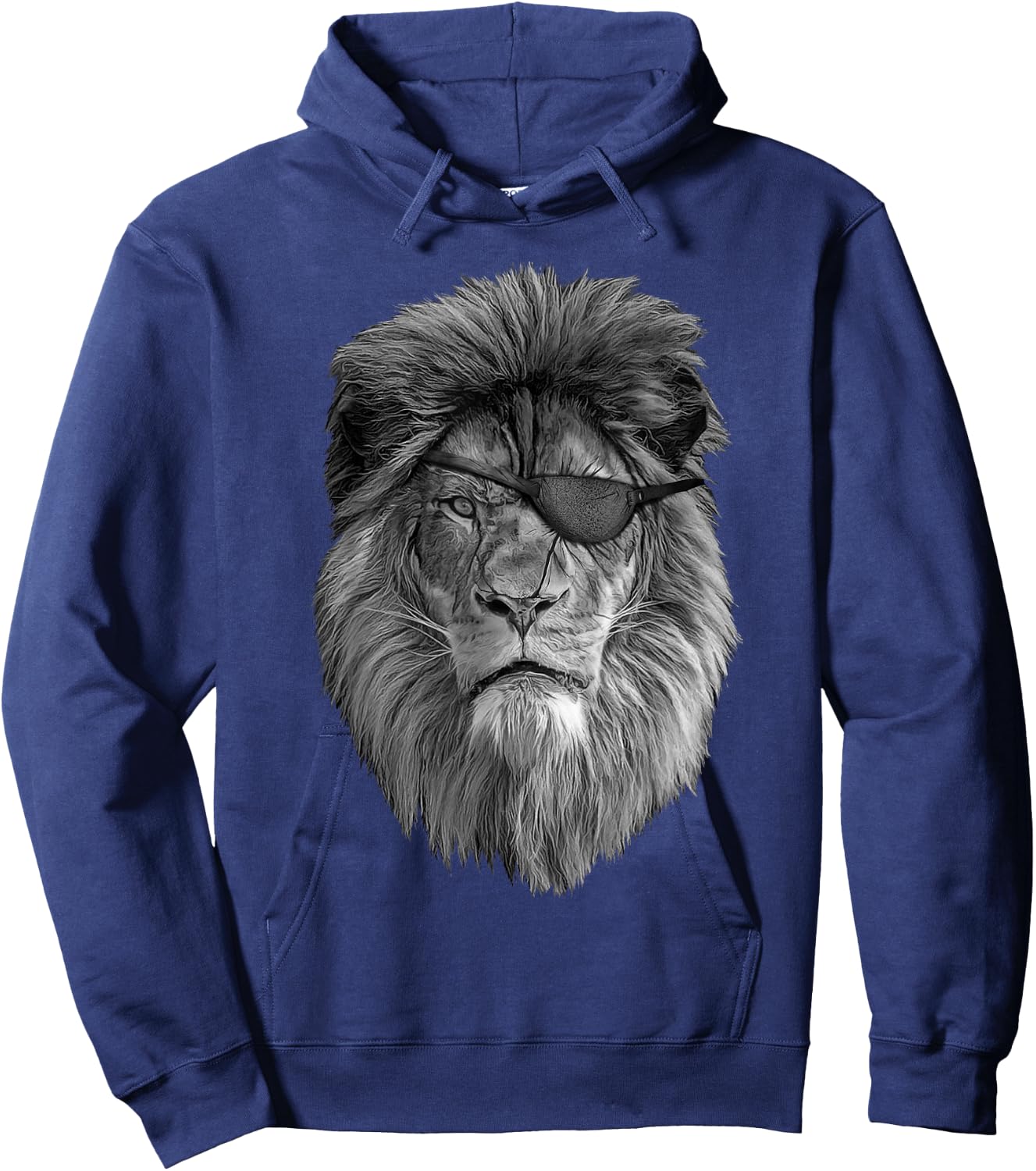 Tough Old Lion - King Of The Jungle With Scars & Eye Patch Hoodie - Hoodie | Navy