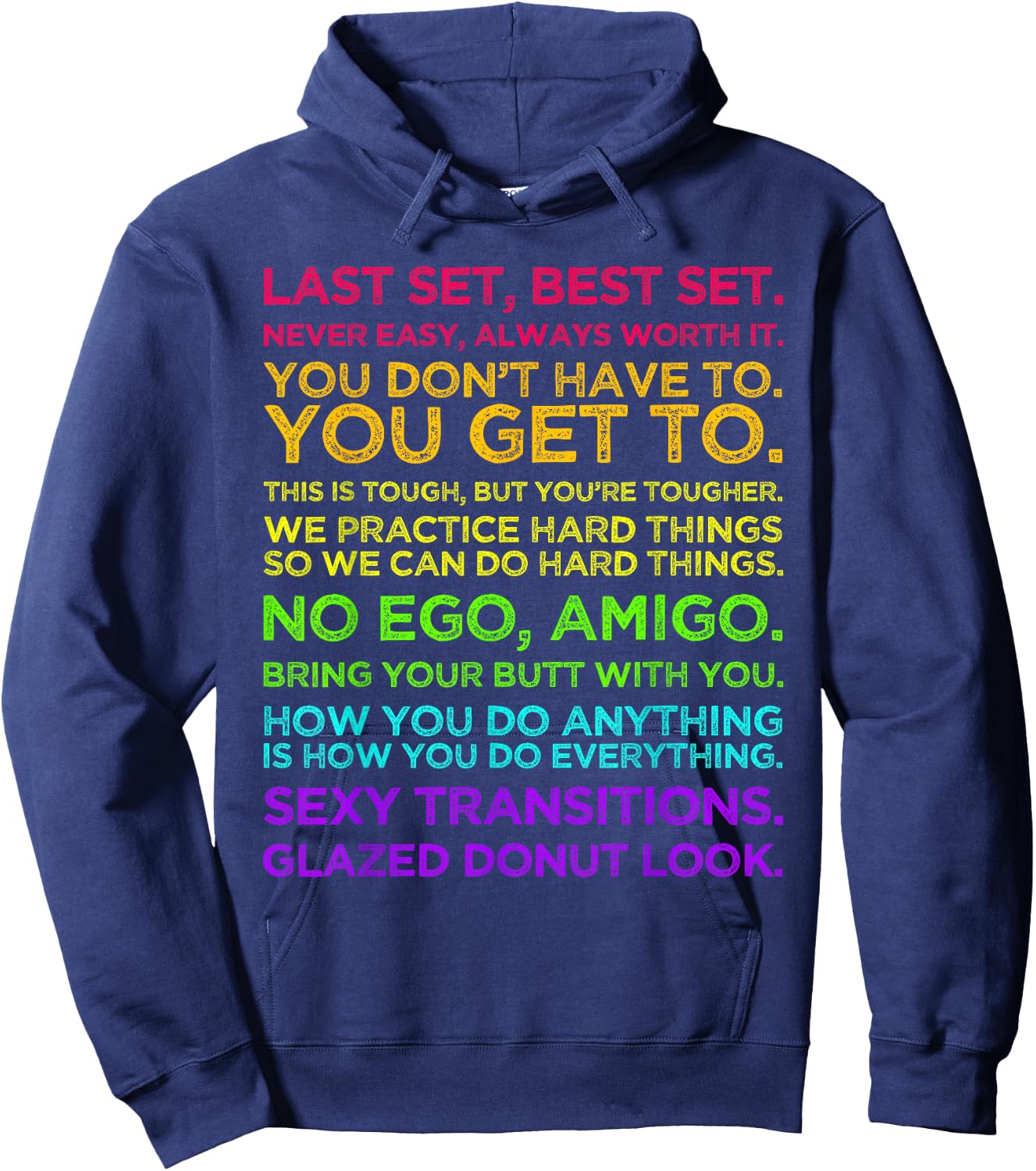 Jess Sims Motivational Quotes - Rainbow Text Hoodie - Hoodie | Navy