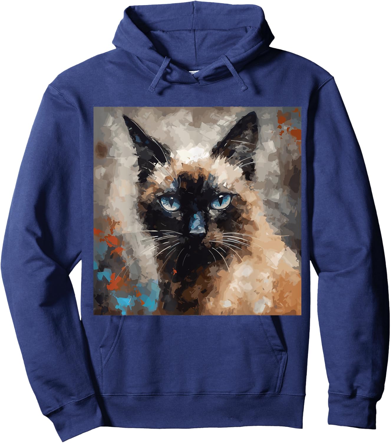 Siamese Cat Kitten Painting Cat Lover Funny Siamois Kitty Hoodie - Hoodie | Navy
