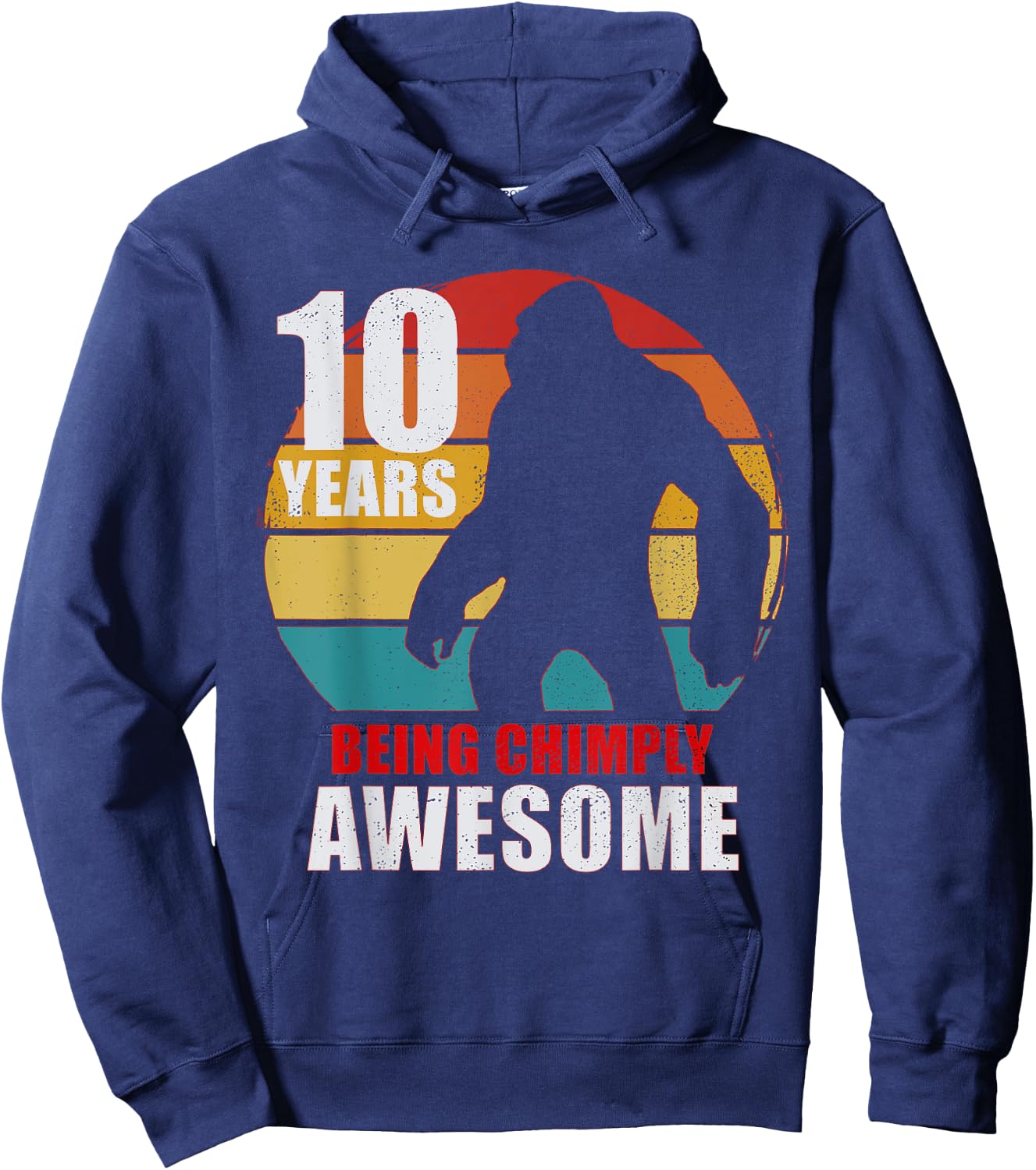 10 Years Old Being Chimply Awesome 10th Birthday Monkey Hoodie - Hoodie | Navy