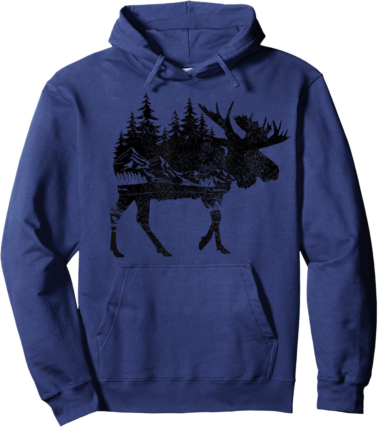 Moose Nature Alaska Hiking Fishing Camping Hunting Hoodie - Hoodie | Navy