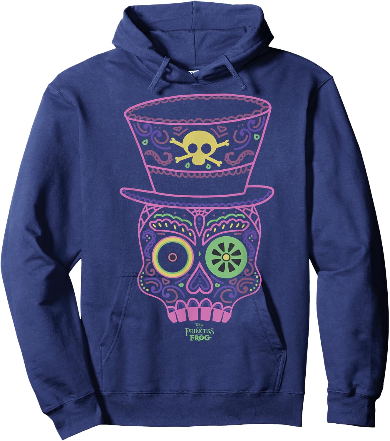 Disney Princess And The Frog Dr. Facilier Line Art Mask Hoodie - Hoodie | Navy