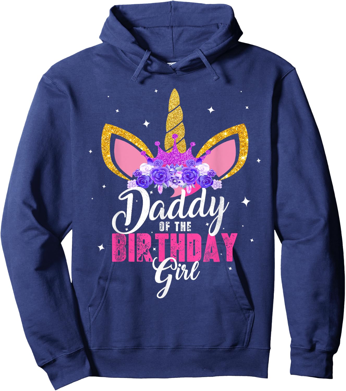 Daddy Of The Birthday Girl Unicorn Dad Birthday Princess Hoodie - Hoodie | Navy