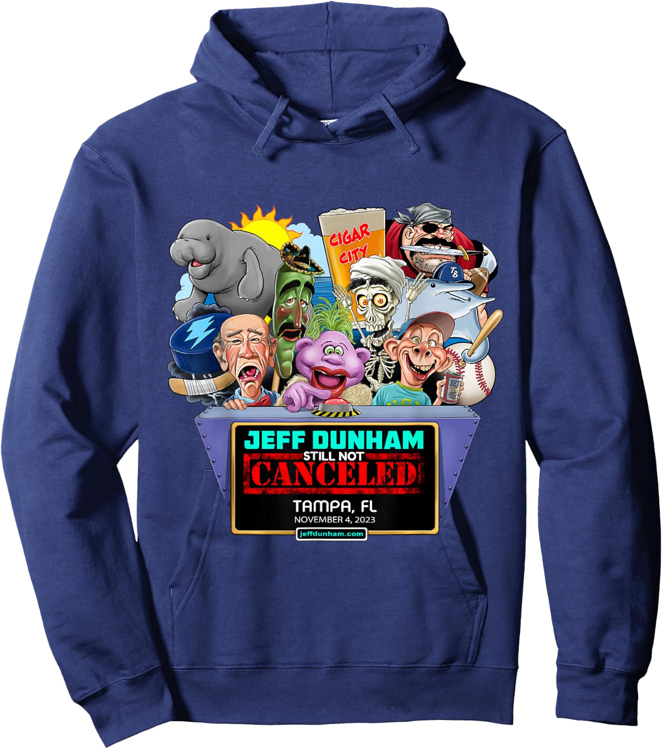 Jeff Dunham -Adults Black Small Classic Fit Short Sleeve Hoodie - Hoodie | Navy